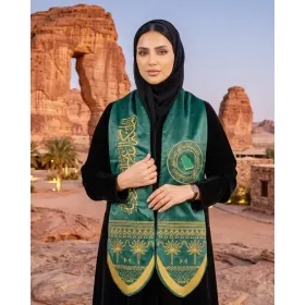 وشاح اليوم الوطني مخمل تطريز بنقش تراثي 0113