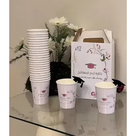 جاك قهوه + ١٢ كوب  ( تصميم حسب رغبتك )