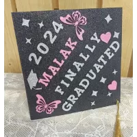 قبعه تخرج اسود  ( جليتر ) تصميم حسب الطلب