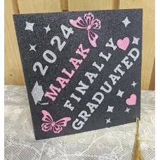 قبعه تخرج اسود  ( جليتر ) تصميم حسب الطلب