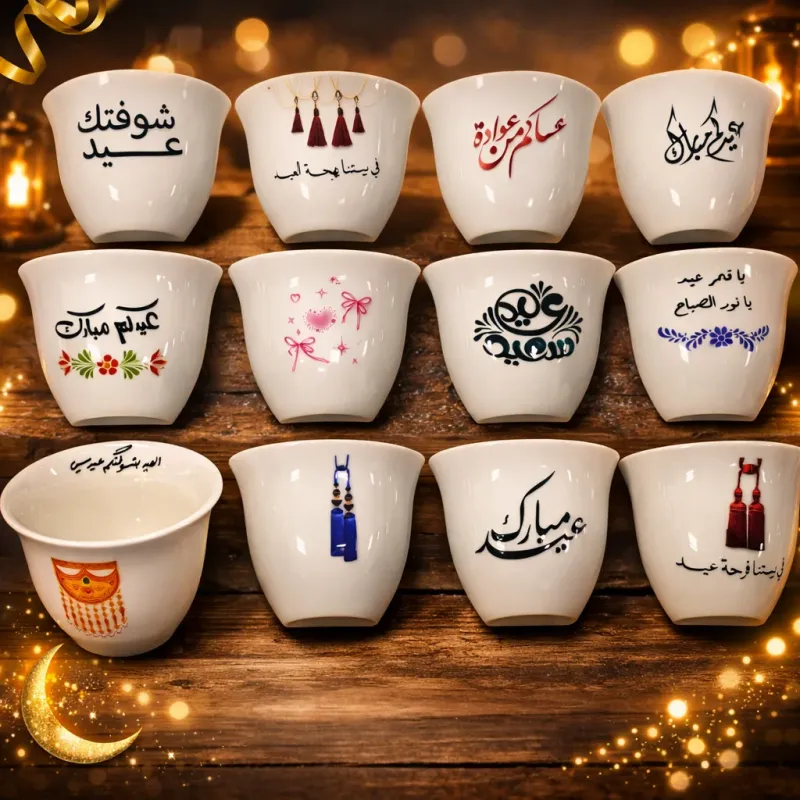 فناجين قهوة  تصميم عيد الفطر المبارك طباعه يوفي  6 حباتuv (2)
